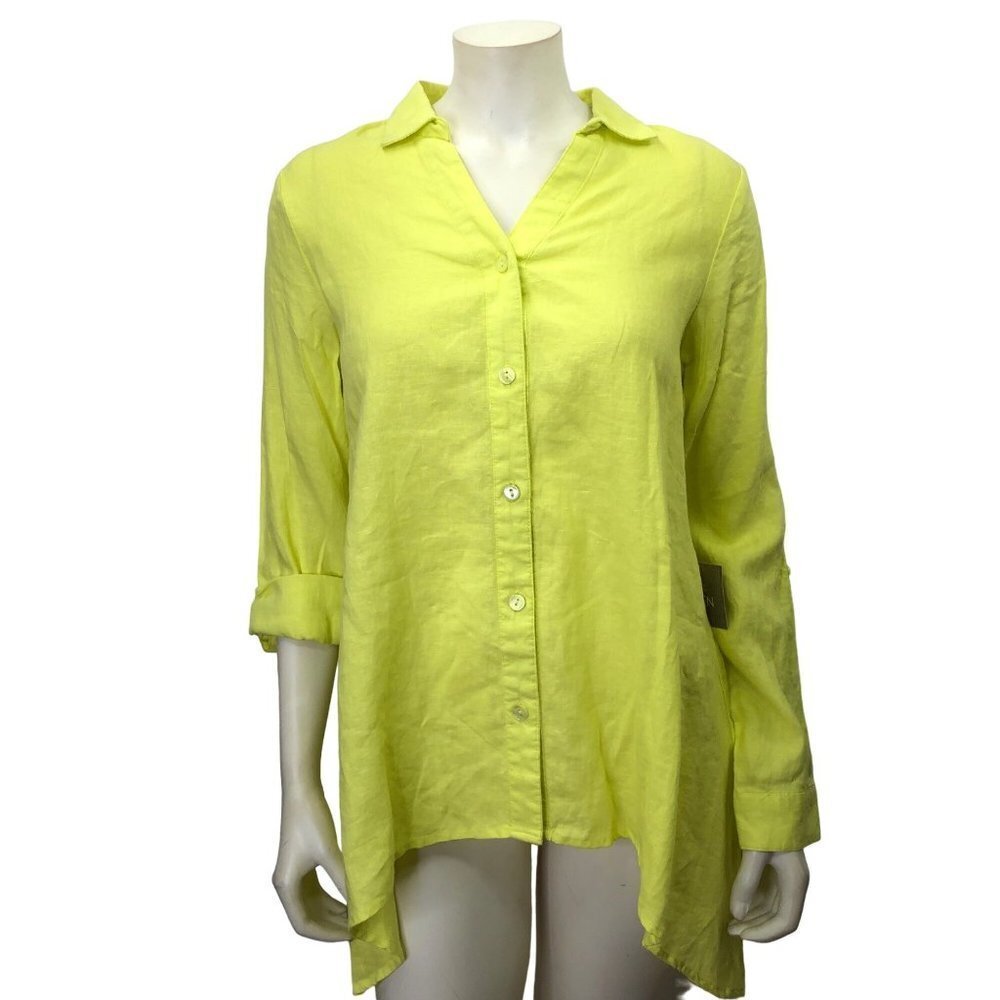 FOR CYNTHIA 100% LINEN ROLL TAB TUNIC TOP SIZE SM NEW WITH TAG